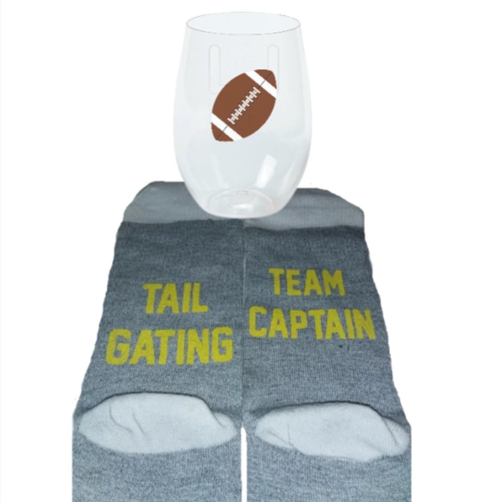 Football Wine Glass & Socks Set